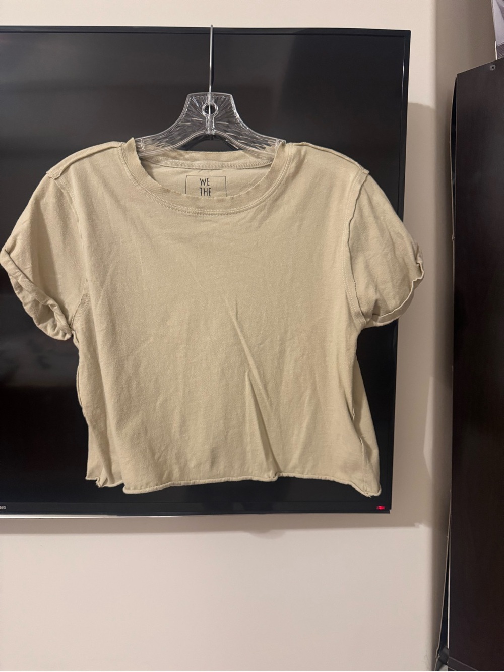 We The Free Cropped Crewneck Tee in Beige